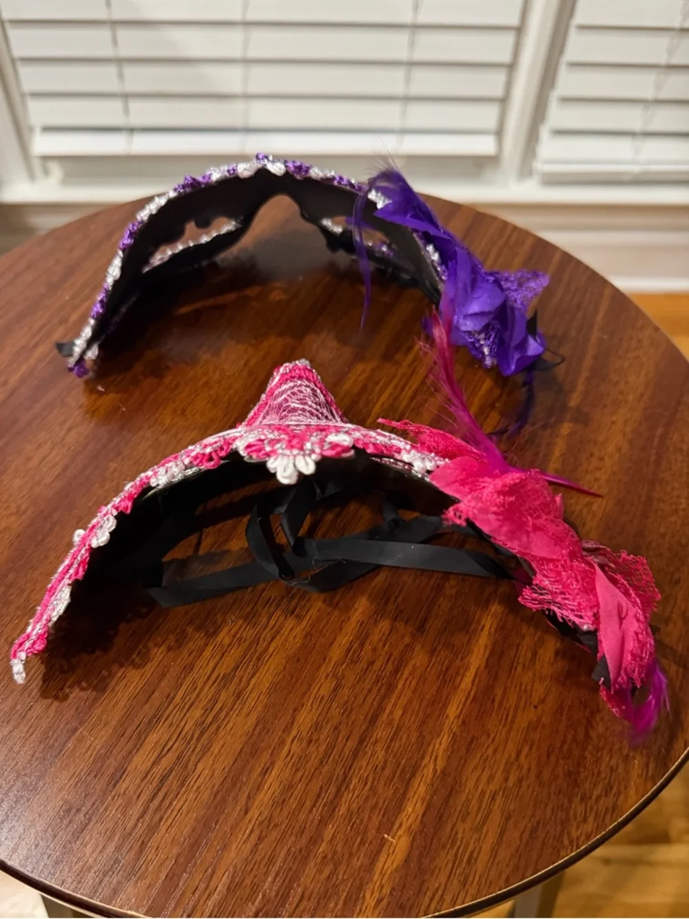 Pink and Purple Lace Masquerade Eye Masks With Feather Accent! Best Offer! 💜💖